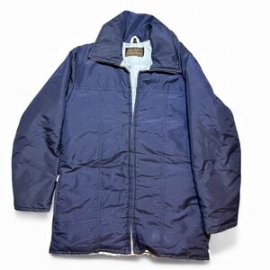 Vintage Eddie Bauer Navy Blue Goose Down Puffer Jacket Size 44 Full Zip Large **